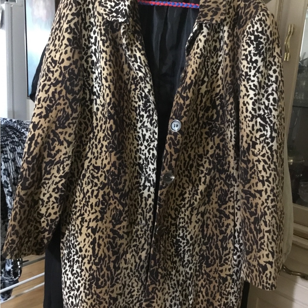 Leopard print corduroy coat LARGE